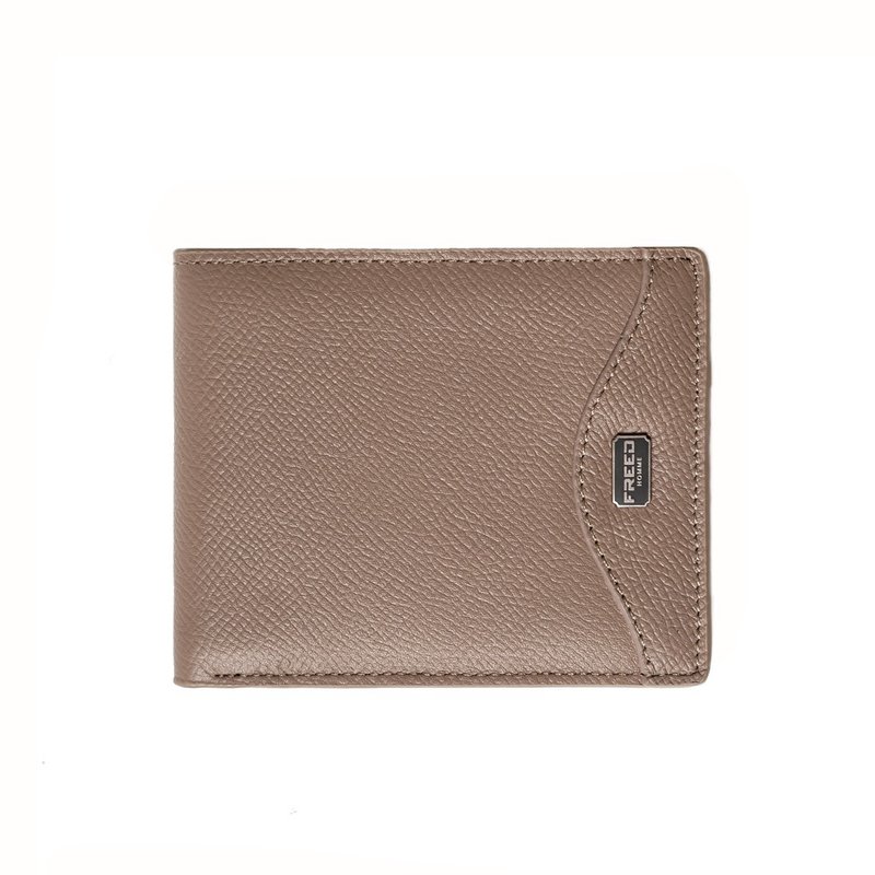 【FREED】クラシック エプソムグレインレザー 二つ折り財布 - サンドブラウン 名入れ刻印 クリスマスギフト - 財布 - 革 ブラウン