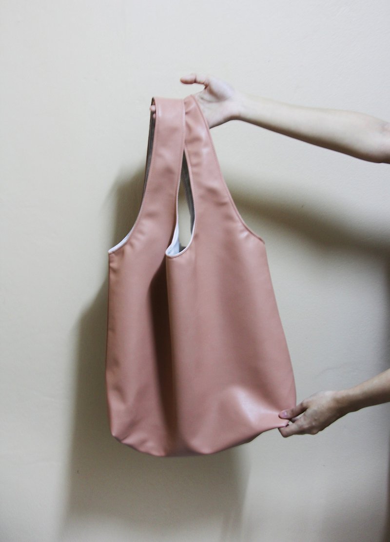 pink - signature tote bag - 側背包/斜孭袋 - 人造皮革 粉紅色