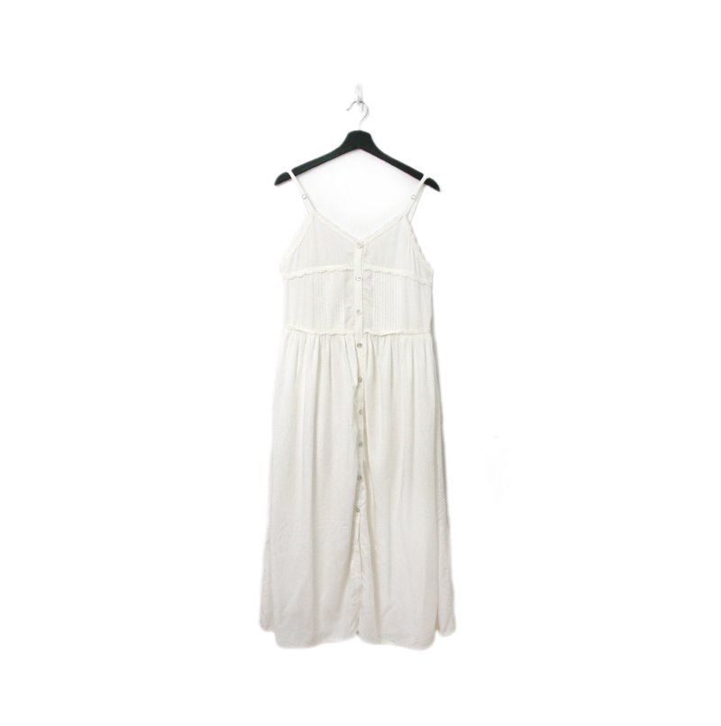 Back to Green-復古長洋裝 細肩帶 花邊清純Ls-56//vintage dress - 洋裝/連身裙 - 棉．麻 