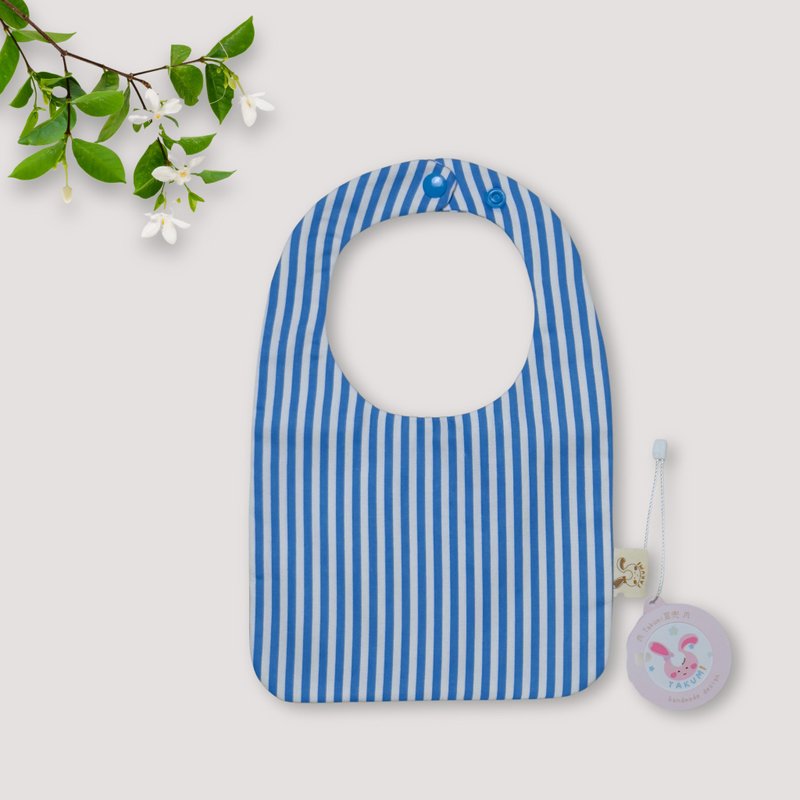 Double-sided square bib pocket - blue and white stripes - ผ้ากันเปื้อน - ผ้าฝ้าย/ผ้าลินิน สีน้ำเงิน