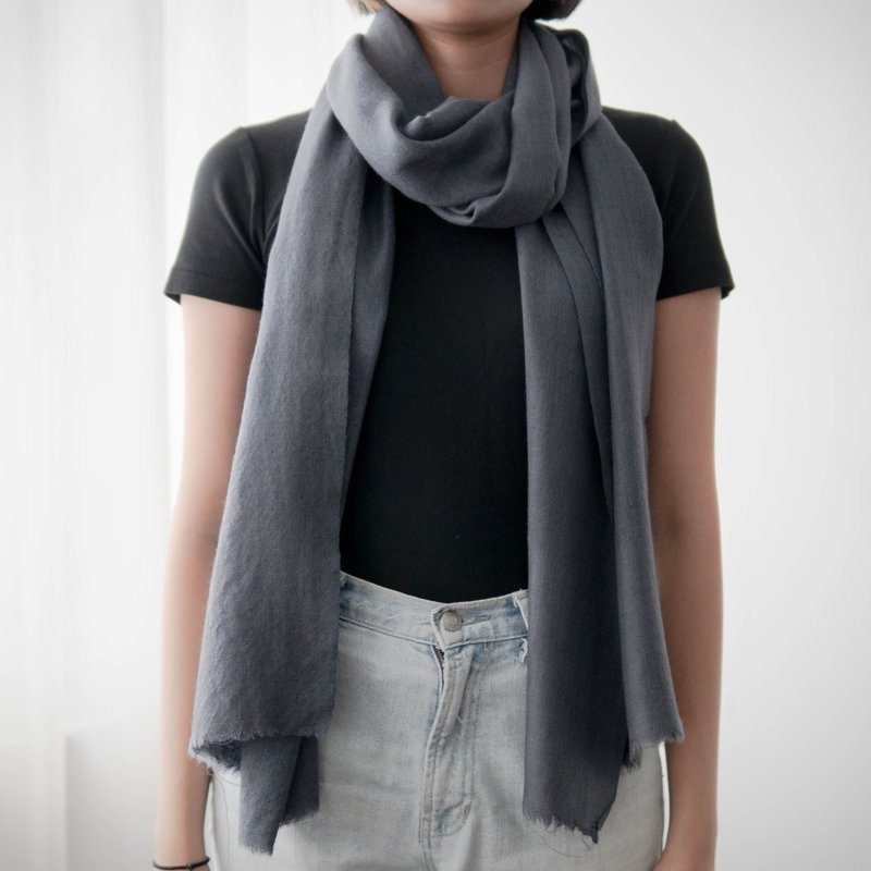 [Warm props] Kashmir Cashmere wool scarf - ink gray - Knit Scarves & Wraps - Wool Multicolor