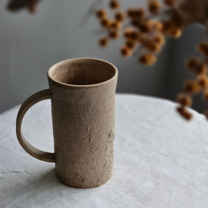 Tall geometric brushed mug - Mugs - Pottery Khaki