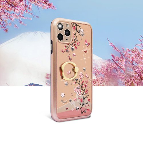 apbs 雅品仕 水晶彩鑽手機殼 iPhone 11 全系列水晶彩鑽全包鏡面指環扣雙料手機殼-日本櫻