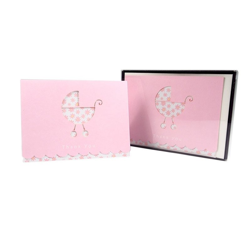 盒卡-粉紅嬰兒車10入【Hallmark-卡片 無限感謝】 - 卡片/明信片 - 紙 多色