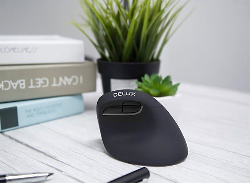 DELUX 授權經銷 DeLUX M618mini 雙模垂直靜音光學滑鼠(電池版)