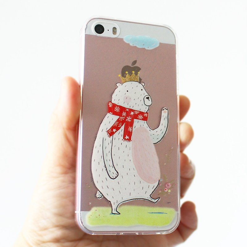 ホワイトクマの王のポールクマの反秋の携帯電話のケースLGソニーのiPhoneサムスンのHTCフリーワード - スマホケース - プラスチック 透明