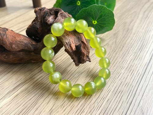LifelikeDream Handmade 【一物一圖】天然12mm岫玉 青提奶蓋手鍊