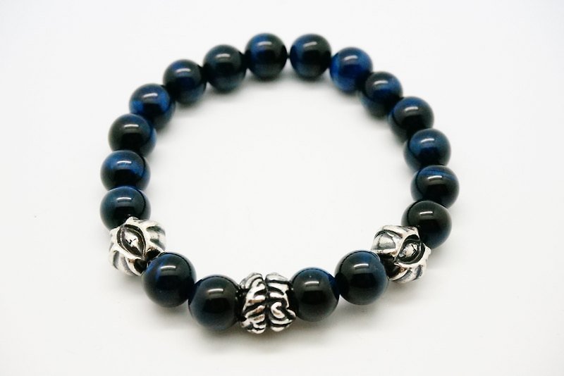 Brain&Eyes Hawk-eye Natural stone Bracelet - Bracelets - Semi-Precious Stones Blue