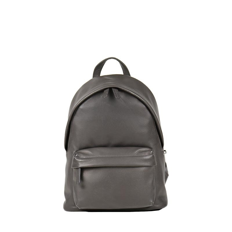 【 David 】 Elegant Leather Lightweight Backpack - Iron Gray - กระเป๋าเป้สะพายหลัง - หนังแท้ สีเทา