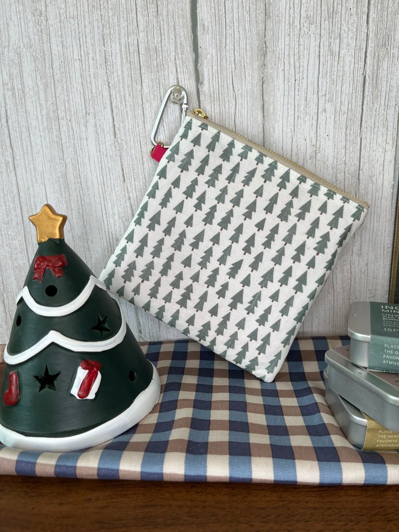 日本製　クリスマスデザインポーチ - 化妝包/收納袋 - 棉．麻 綠色