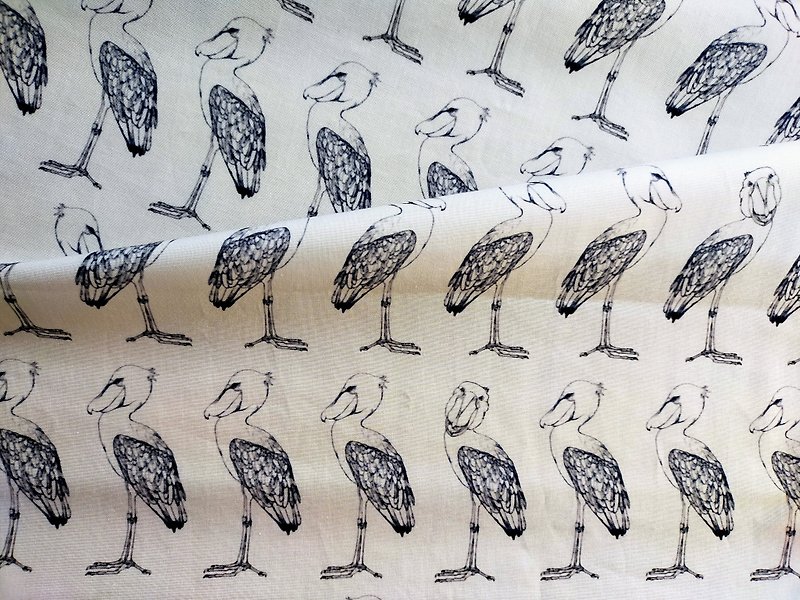 Fabric / shoebill pattern / 110cm×100cm~ - อื่นๆ - ผ้าฝ้าย/ผ้าลินิน 