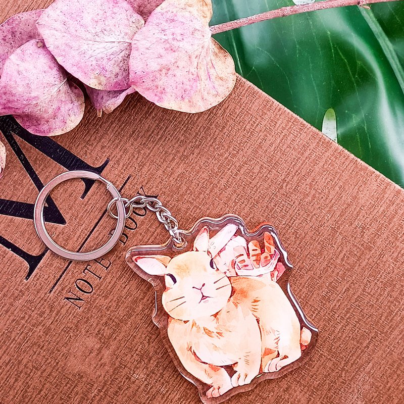 352 貪吃小兔C Glutton Bunny C - 鑰匙圈/鑰匙包 - 塑膠 多色