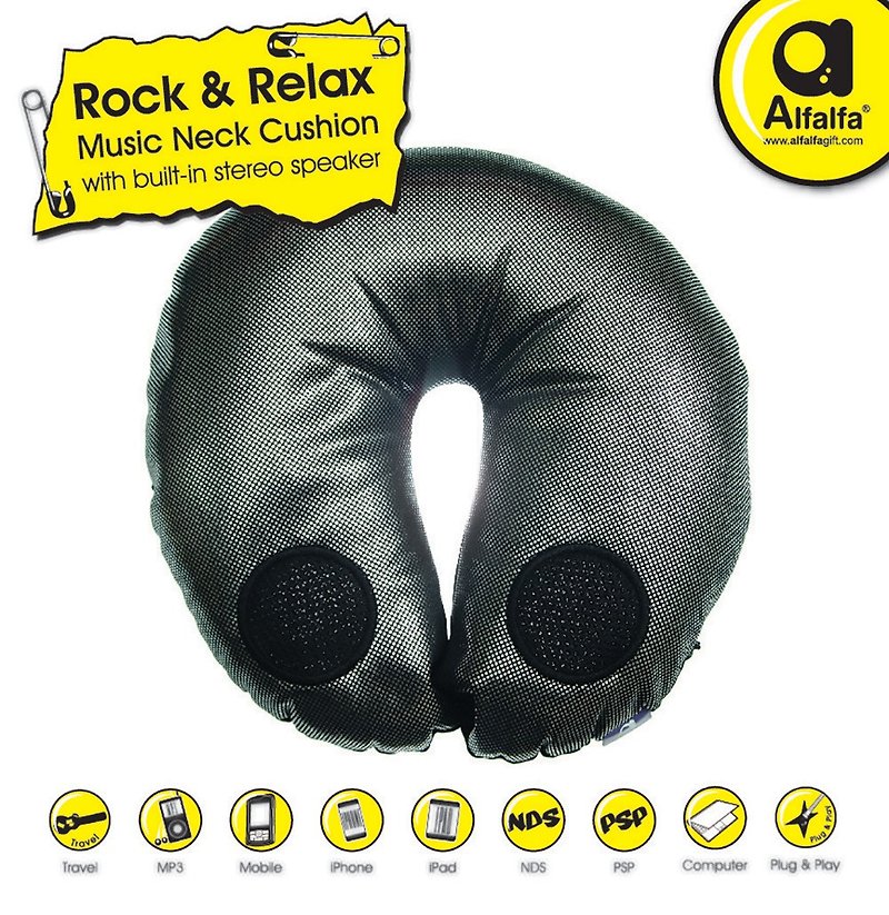 Rockers Travel neck cushion - Rocker Silver - หมอน - เส้นใยสังเคราะห์ สีดำ