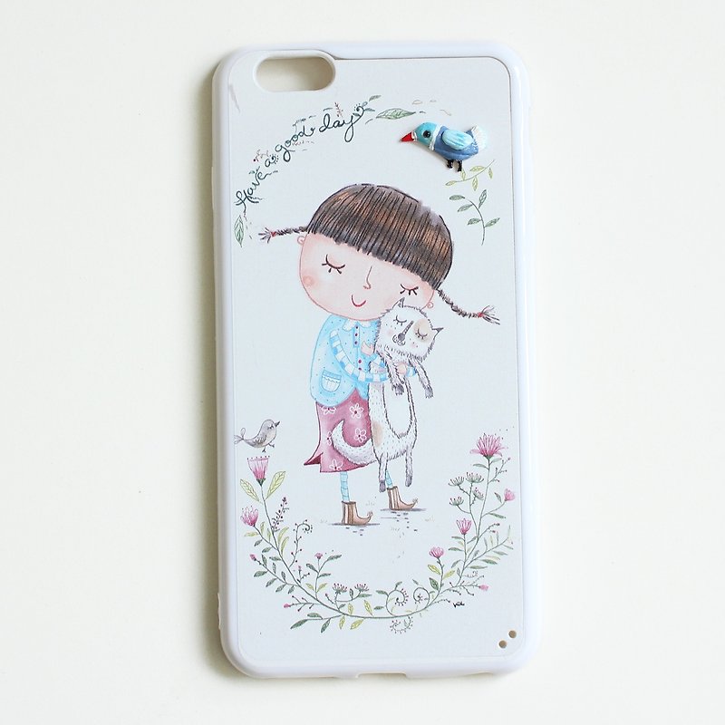 Lena and cat iPhone Case (SE/5/5s, 6/6 plus, 7, 7plus...Others) - Phone Cases - Other Materials White
