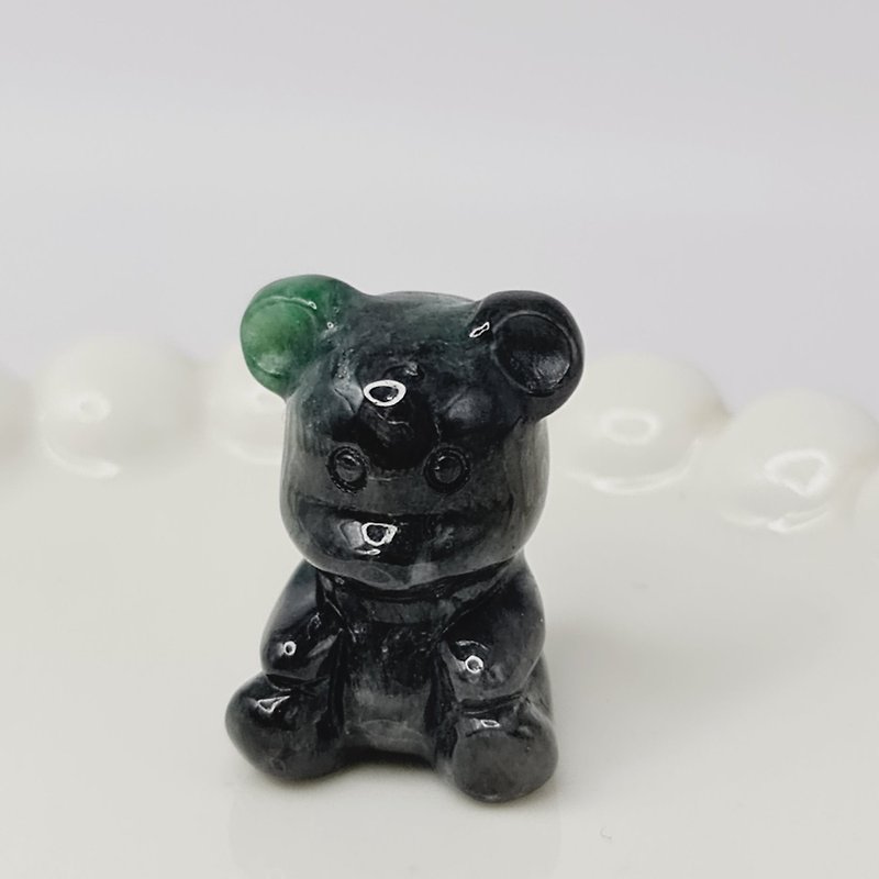 Spicy green and blue bear ornament | Natural Burmese jade A grade jadeite - Items for Display - Jade 