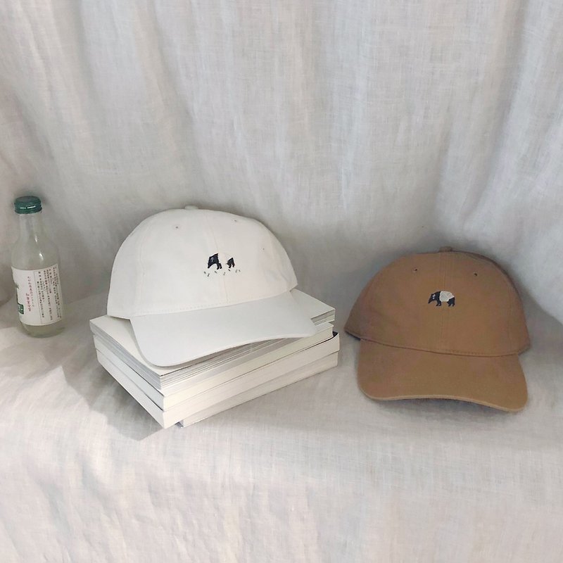 Tapir / Embroidery cap /White ,Brown - หมวก - ผ้าฝ้าย/ผ้าลินิน หลากหลายสี