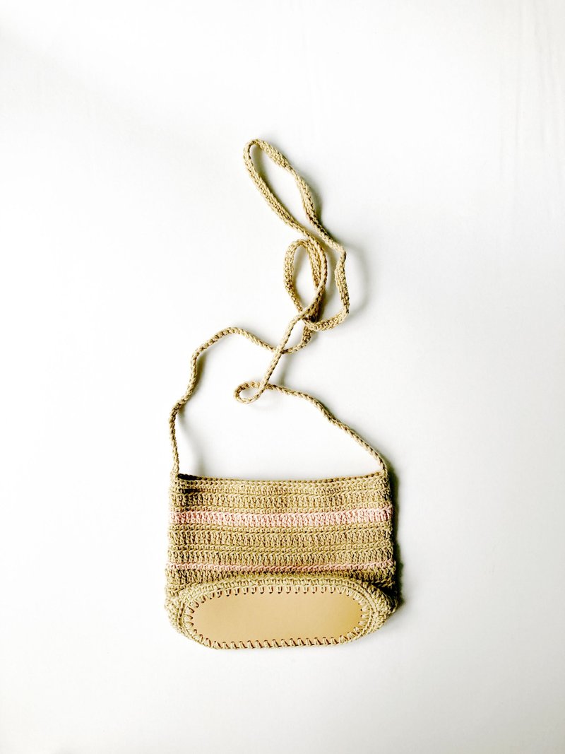 【現貨】隨身包 wood + salmon pink【選我選我不用等喔】 - 側背包/斜背包 - 棉．麻 卡其色