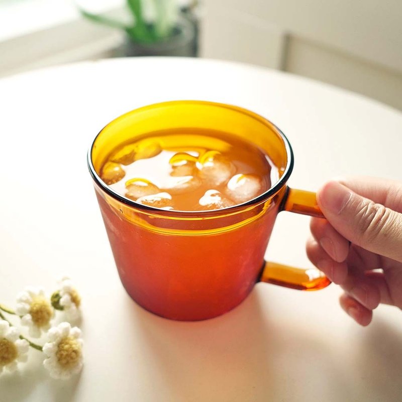 GOODGLAS cone-shaped single-layer handle cup-clear/amber/transparent black - แก้ว - แก้ว สีใส