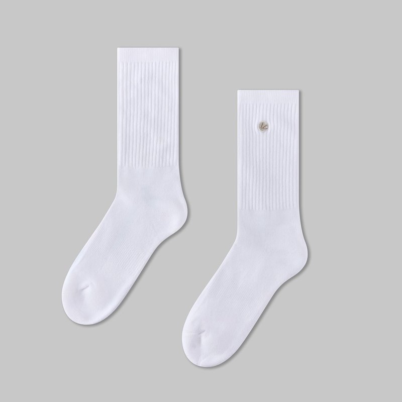 素白純棉中筒襪∣高品質精梳棉∣原創襪子∣男女同款 - 襪 - 棉．麻 