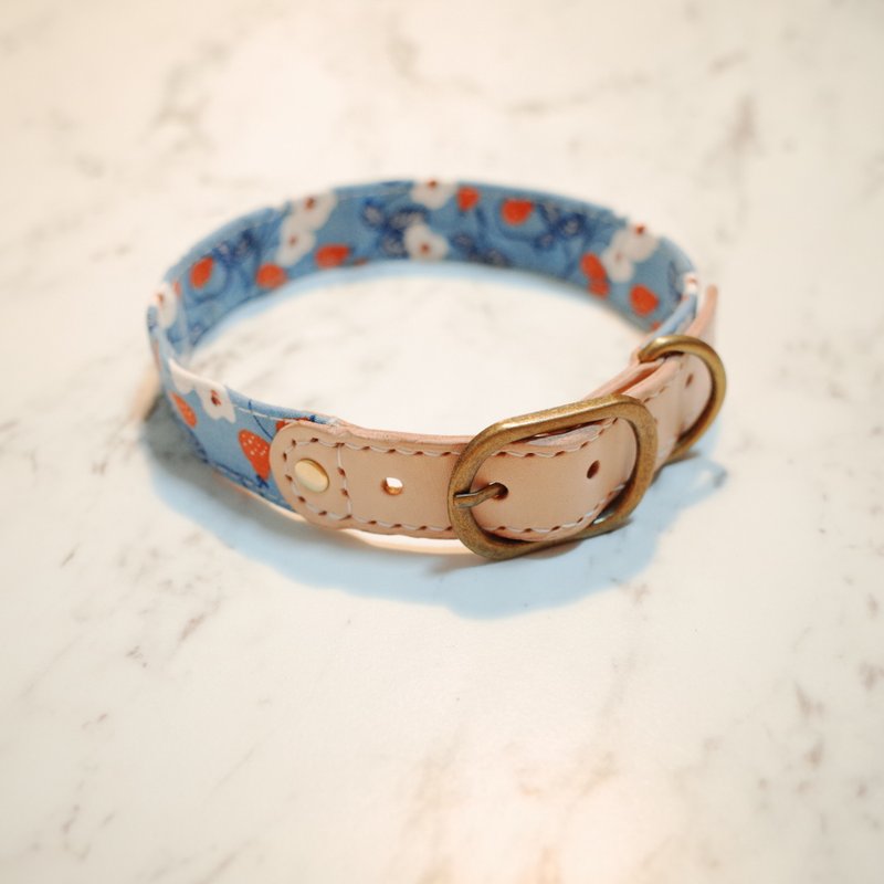 Dog L size collar marshmallow blue can be purchased with tag and bell - Collars & Leashes - Cotton & Hemp 