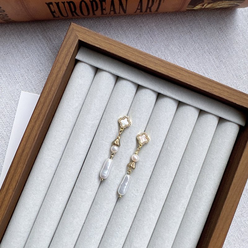 Natural Baroque Pearl Earrings Riverside Afternoon Tea - Earrings & Clip-ons - Pearl 