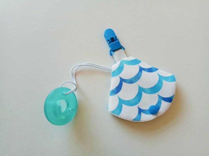 Blue wave pacifier dust jacket clip pacifier clip + pacifier cover vanilla pacifier available pacifier bag - ของขวัญวันครบรอบ - ผ้าฝ้าย/ผ้าลินิน สีน้ำเงิน
