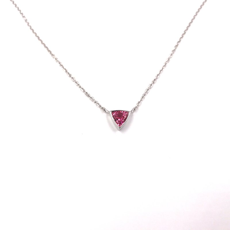 [Cheng brigade] triangular pink tourmaline. 925 sterling silver necklace. Jewelry grade plating - สร้อยคอ - โลหะ 