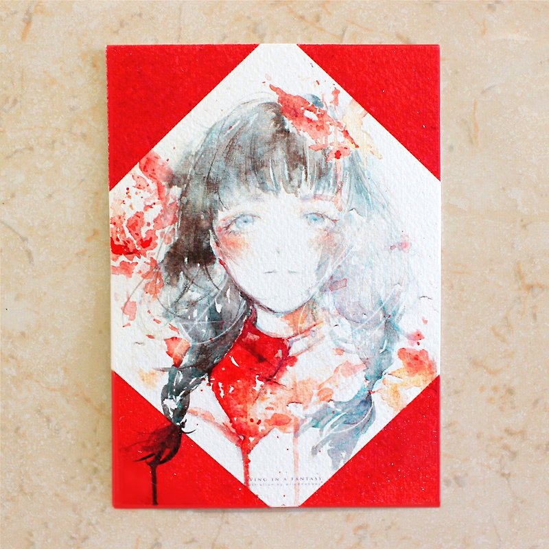 Alice Hobbey 新年系列  雙面水彩插畫明信片 Postcard - 心意卡/卡片 - 紙 多色