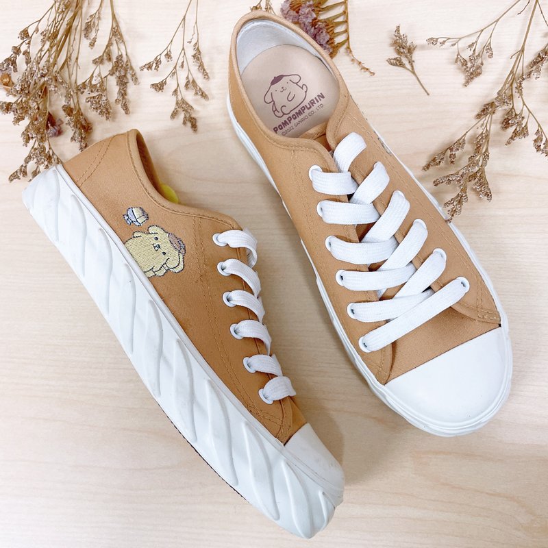 Paidal x Pompompurin Pudding Dog Pudding Marshmallow Shoes Cookie Shoes-Caramel - Women's Casual Shoes - Cotton & Hemp Brown