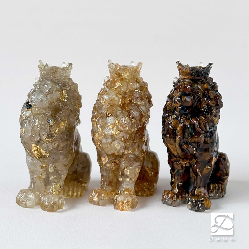 Crystal Lion King L | Natural Stone Decoration | Leo Birthday Gift | Citrine Stone - ของวางตกแต่ง - คริสตัล หลากหลายสี