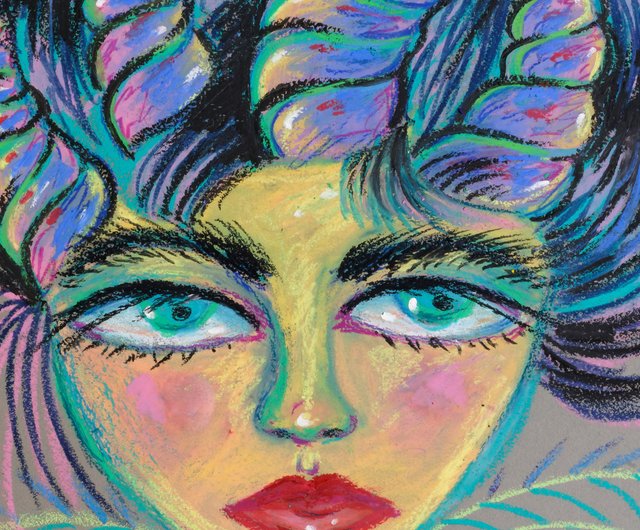 女の子の肖像画。オリジナルの絵。オリジナルアート。紙にオイル