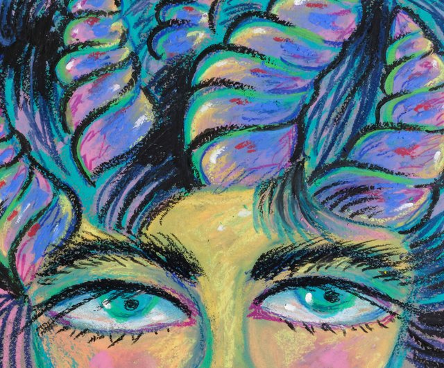 女の子の肖像画。オリジナルの絵。オリジナルアート。紙にオイル