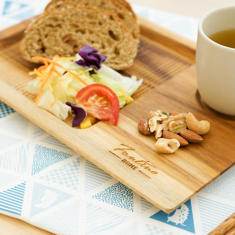 Natural Teak Coffee Plate-Striped 30*20cm │Unpainted Original Wooden Brunch Plate Camping Picnic - จานและถาด - ไม้ สีนำ้ตาล