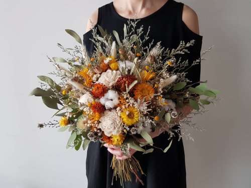 Dry bouquet | Yellow dried flowers | Bridal bouquet | Photo bouquet