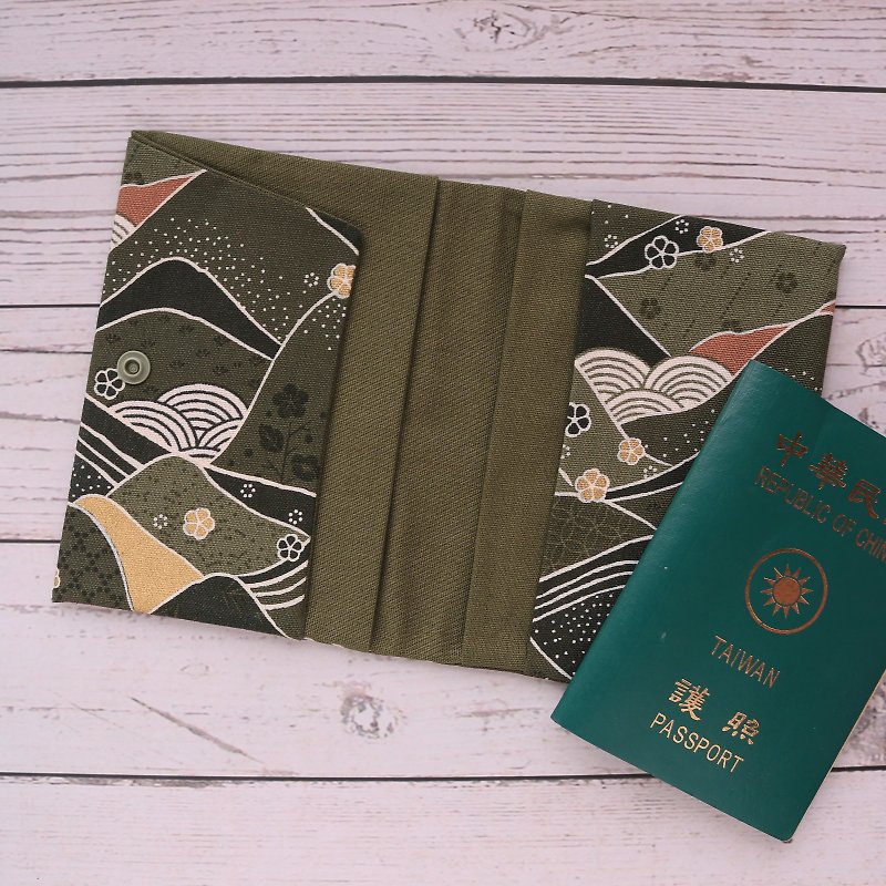 [シャンハイ] パスポートカバー パスポートホルダー パスポートバッグ - パスポートケース - コットン・麻 ブルー