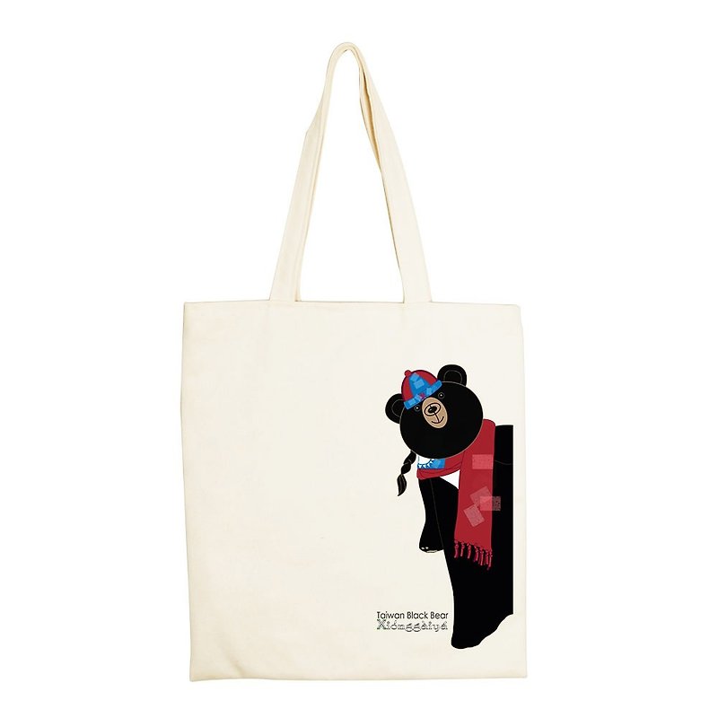 New Designer - Handbag (Beige / Ephedra): 【Taiwan's Black Bear Cover Bud - Happy New Year】 - 伊黛萱 - กระเป๋าถือ - ผ้าฝ้าย/ผ้าลินิน สีดำ