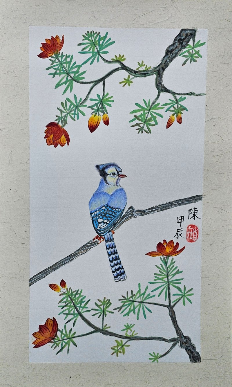 松樹小鳥手繪原創水彩畫 - 海報/掛畫/掛布 - 紙 多色
