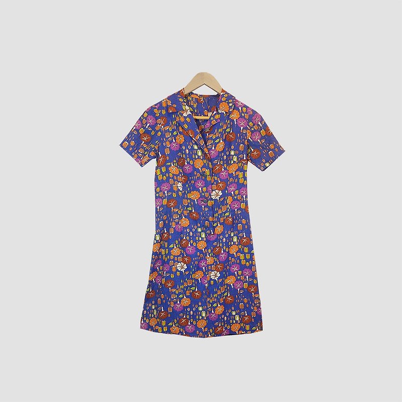 Dislocation vintage/flower dress no.079 vintage - One Piece Dresses - Polyester Blue