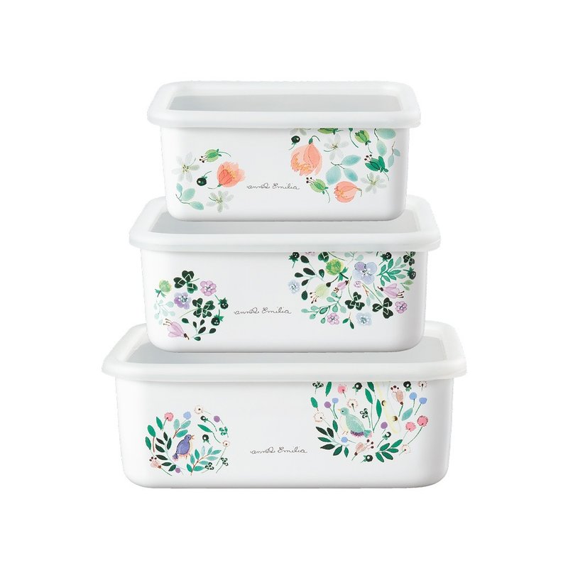 Anna Emilia enamel baking crisper deep 3-piece set (700ml+1100ml+1950ml) - Pots & Pans - Enamel White