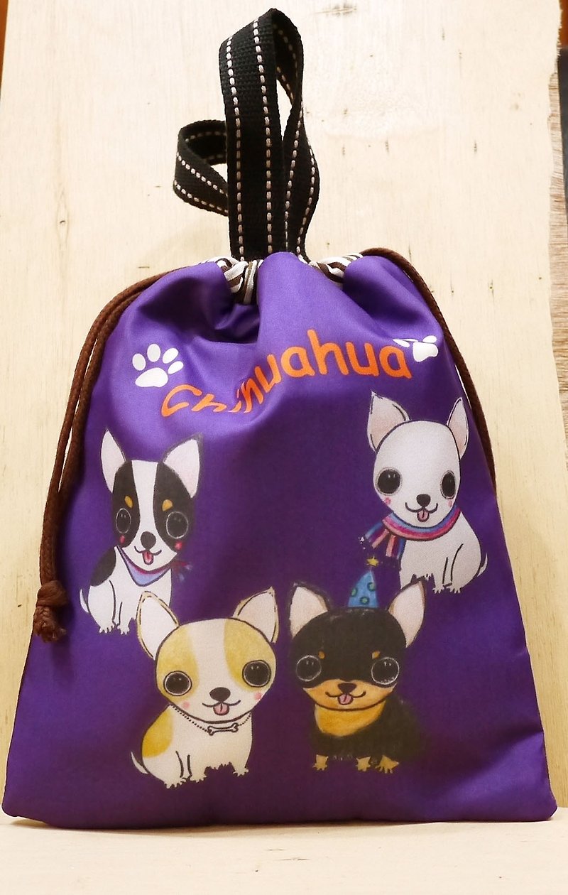 {Customizable handwritten name} Hand-painted pattern Chihuahua pet dog harness pocket - กระเป๋าเครื่องสำอาง - วัสดุอื่นๆ หลากหลายสี