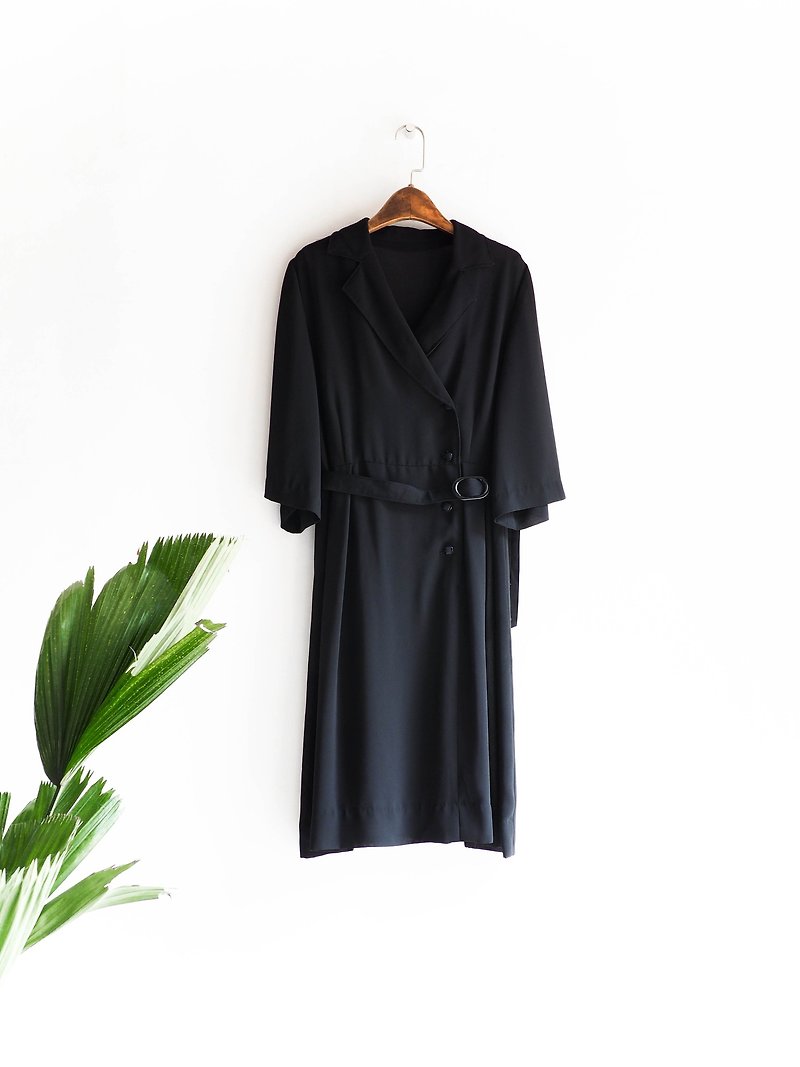 河水山-神奈川時裝不對稱簡單生活派對 古董連身絲質長裙overalls - 連身裙 - 絲．絹 黑色