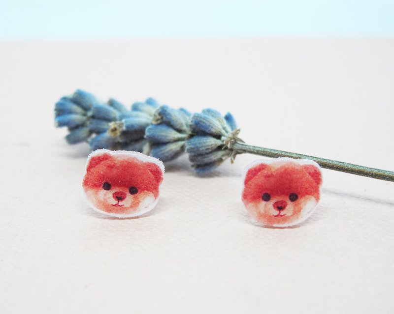 Pomeranian Earrings-Silver Pomeranian Earrings/Hand painted Dog Accessories/Non  - Earrings & Clip-ons - Acrylic 