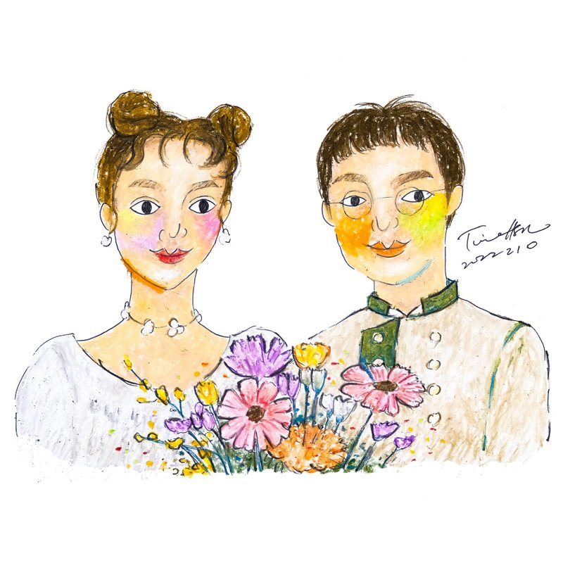 【Customized Gift】Portrait Sketch Wedding Gift Commemorative Painting - ภาพวาดบุคคล - กระดาษ 