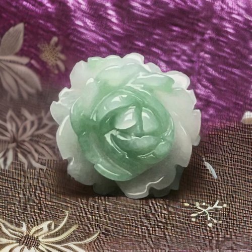 瓔珞珠寶盒 E.L.Jewelry Box 冰飄綠花翡翠牡丹花 | 天然緬甸玉翡翠A貨 | 送禮
