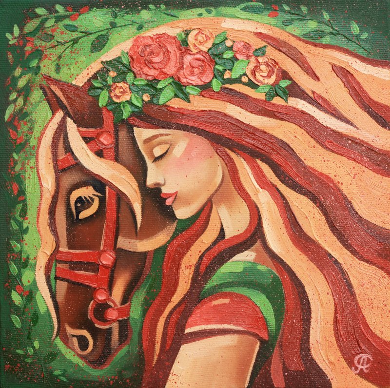 马画幻想原创艺术动物艺术品童话墙艺术农场装饰  动物绘画。 - 海報/掛畫/掛布 - 其他材質 紅色