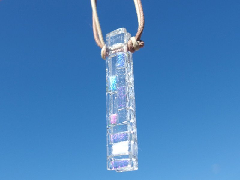 【１点物】香るオーロラガラス(おーろら【アロマ】【ミックス】)ネックレス 【受注制作】 - 項鍊 - 玻璃 透明