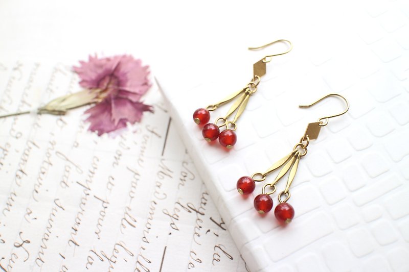 Red fruits-Brass earrings - Earrings & Clip-ons - Pearl Multicolor