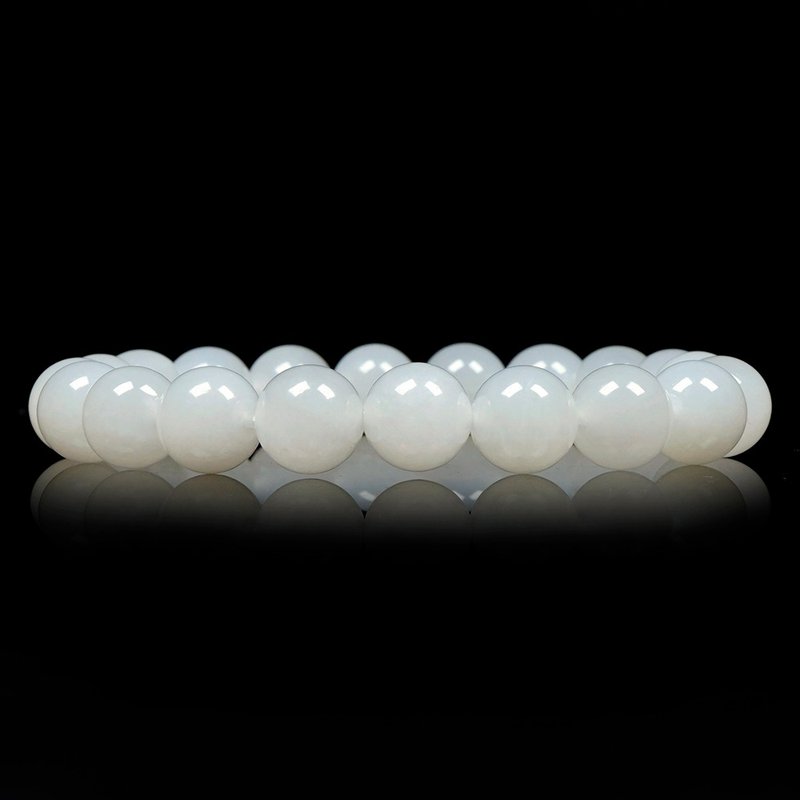 Nephrite White Jade 9.4-9.8mm Bracelet - สร้อยข้อมือ - เครื่องประดับพลอย หลากหลายสี