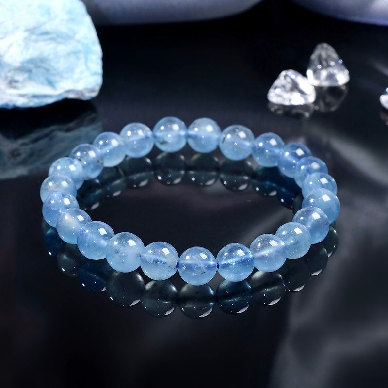 #511 One Picture One Object/8mm Starlight Aquamarine Crystal Bracelet Throat Chakra Healing Stone Communication Energy - สร้อยข้อมือ - คริสตัล สีน้ำเงิน