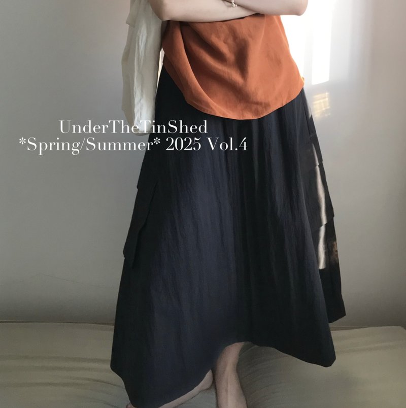 限量日本曬布 工裝口袋半身裙 可客製 - 裙子/長裙 - 其他材質 黑色